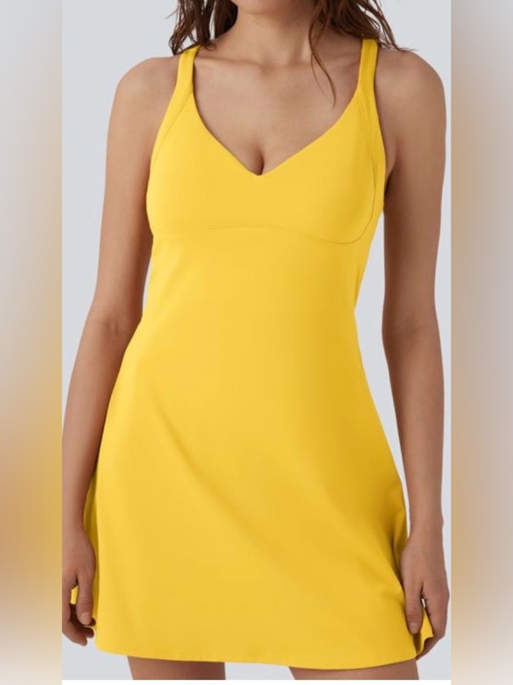 Halara V Neck 2-in-1 Mini Dance Active Dress with Pockets-Easy Peezy, XL